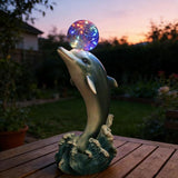 Solar Statue Outdoor,Dolphin Statue with Solar Globe Lights - Ideal Gifts for Dad, Mom or Birthdays, Beautifully Crafted Outdoor Garden Decorations to Wow Your Guests (Dolphin)