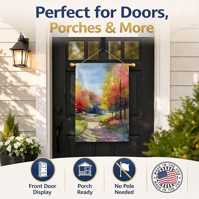 Caroline's Treasures North Carolina Dogwoods in Watercolor House Flag Large Porch Sleeve Pole Decorative Outside Yard Banner Artwork Wall Hanging, Polyester, House Size, Multicolor