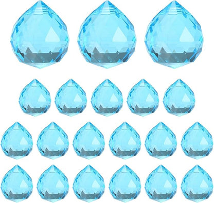 M METERXITY 20-Pack Crystal Ball Prisms, 24mm/0.94 Inch Chandelier Pendant Maker Hanging Crystals Chandelier Prisms for Home/Windows/Garden/DIY Decoration[Blue]