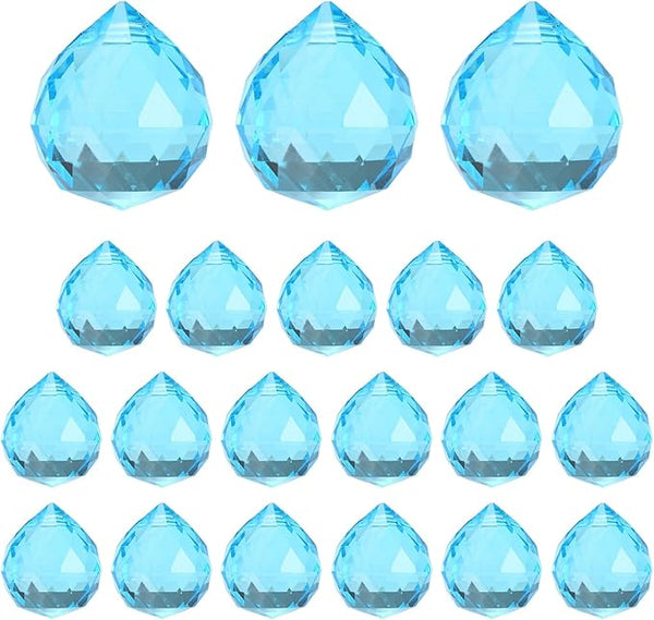 M METERXITY 20-Pack Crystal Ball Prisms, 24mm/0.94 Inch Chandelier Pendant Maker Hanging Crystals Chandelier Prisms for Home/Windows/Garden/DIY Decoration[Blue]