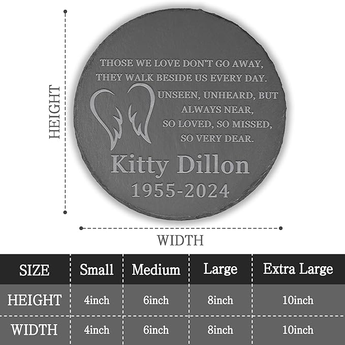 Memorial Garden Stone, Memorial Stone, Personalized Memorial Gifts, Sympathy Gifts for Loss of Loved One, Bereavement Gift for Loss of Father Mother - Angels Wings, Love Don't Go Away - Round