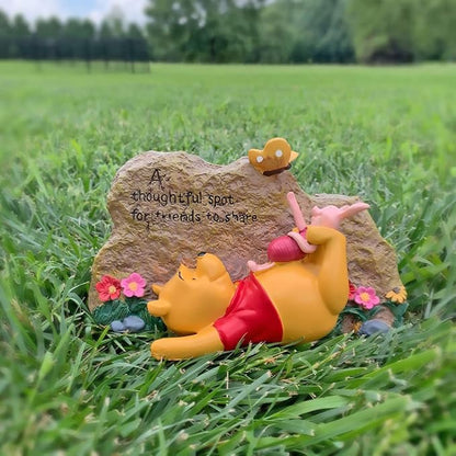Disney Winnie The Pooh and Piglet Thoughtful Spot Everyday Outdoor Garden Rock, 5 inches Tall, Officially Licensed Disney Product