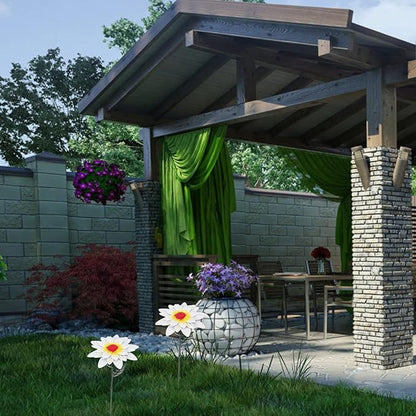Iron Outdoor Flower Garden Stake Patio Lawn Decoration White Floral Garden Pathway Ornament