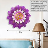 Metal Flowers Wall Decor Indoor Outdoor Metal Wall Art for Home Farmhouse Living Room Bedroom Bathroom Garden Decorations - Purple