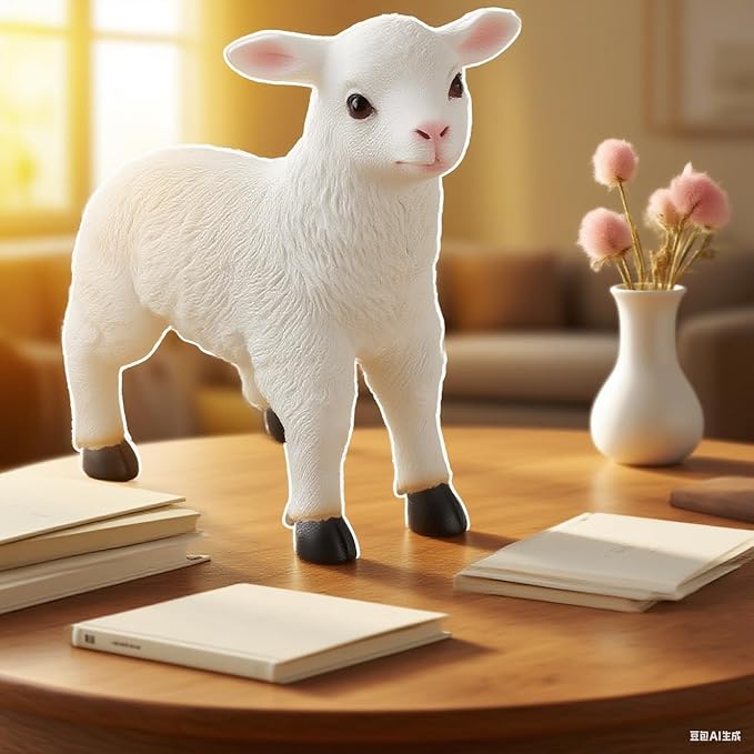 Jerliflyer 1Pcs Lamb Garden Statue,Sheep Hand Made Lifelike Garden Sculpture for Indoor Outdoor Decoration(Small Standing Posture
