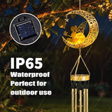 YAKii Fairy Moon Solar Wind Chimes for Outside Lights Gifts for Mom Wife Unique Crackle Glass LED Warm Light Outdoor Hanging Decor Windchimes for Garden Yard Patio Christmas Birthday Mothers Day