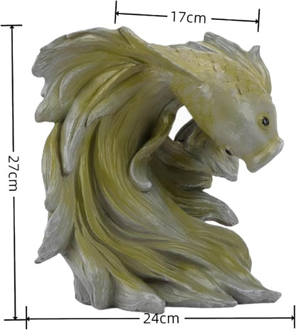 Goldfish Shape Pond spitters for Small Ponds, Fish Tank Automatic Circulation Water Landscaping Ornaments, Pool Fountains for Above Ground Pools, Garden Decor for Koi Pond(Green,24 * 17 * 27cm)