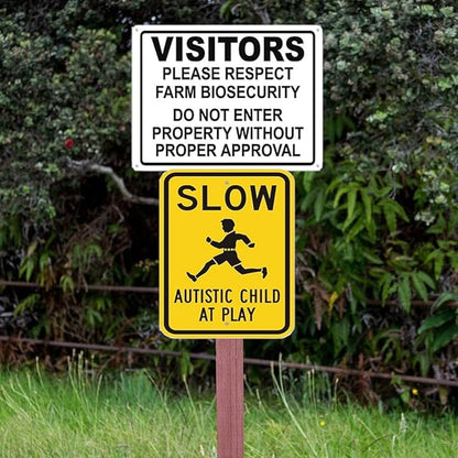 CCPARTON Metal Sign - Slow Autistic Child at Play Warning Sign - Aluminum - Indoor/Outdoor - 8x12 Inches