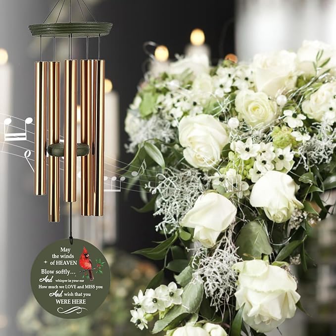 Personalized Wind Chimes, Cardinals Memorial Wind Chimes, Sympathy Gifts for Loss of Loved One, Wind Chime Deep Tone for Loss of Loved Dad/Mom/Ones for Condolences/Funeral, Product in USA