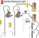 2 Pcs Solar Watering Can Lights, Hanging Solar Waterfall Lights Waterproof Outdoor Garden Decor Yard Art for Porch Landscape Patio, Gardening Gifts for Mom Grandma Women