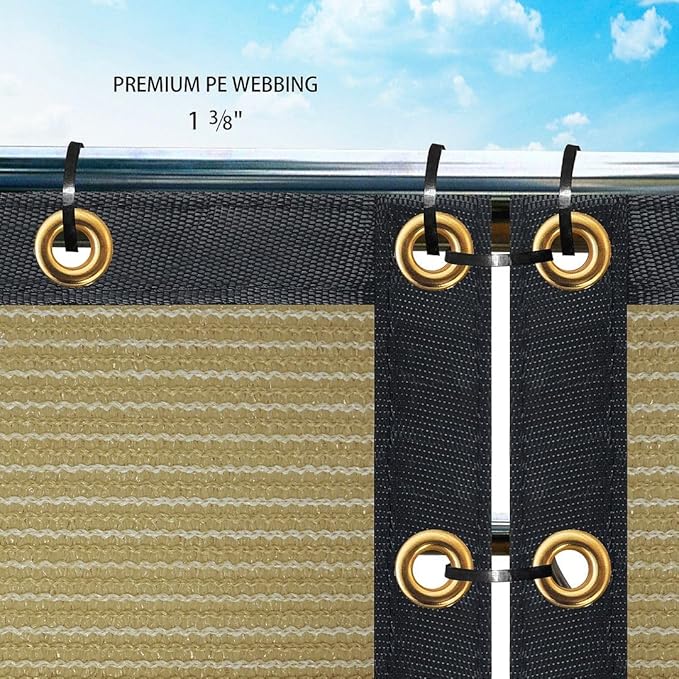 Houssity ZIP CABLE TIES and Beige 3' x 51' Balcony Deck Fence Privacy Screen Cover Panel Shade Cloth Fabric for Chain Link Fence Patio Pool Railing Porch Playground Dog Kennel Residence Commercial Use