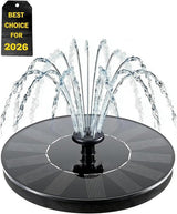Solar Bath Fountain with 6 Nozzles 1.4w Upgraded Powered Floating Water Pump Free Standing Submersible for Bird Garden Pond Pool Lawn Fish Tank Outdoor Use