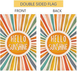 BLKWHT Hello Sunshine Summer Garden Flag 12x18 Vertical Double Sided Colorful Farmhouse Holiday Outside Decorations Burlap Yard Flag BW643