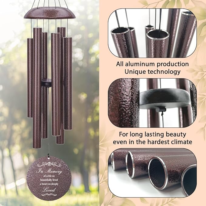 Personalized Sympathy Wind Chimes, Sympathy Gift After Loss of Mom Dad, or Loved One, Memorial Garden Remembering a Loved One Memorial Gifts, Product in USA