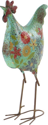 Deco 79 Eclectic Metal Garden Chicken Sculpture, 10" L x 5" W x 17" H, Multi Colored/Blue (Pack of 6)