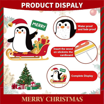 10-Piece Christmas Penguin Yard Signs with Stakes Decorations – 10 Assorted Designs 12 Inches Large Holiday Penguin Signs for Outdoor Garden and Lawn Winter Party Favor