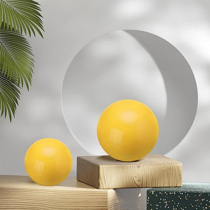 uxcell 2 Pcs Gazing Globe Decor Ball 3.5 Inch 90mm Reflective Garden Sphere Hollow Ball, Seamless Stainless Steel Gazing Ball, Smooth Mirror Globe for Garden Home Decor, Bright Yellow