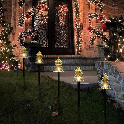 ILLUMINEW Outdoor Christmas Decorations, Solar Christmas Pathway Lights, Set of 5 Waterproof Landscape LED Lights for Yard Lawn Patio Walkway Decor