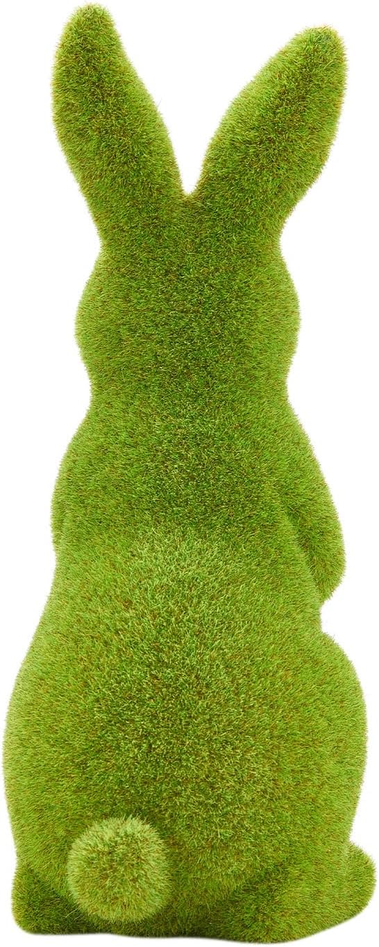 Easter Rabbit Decoration Horticulture Green Flocking Moss Sculpture Decoration Desktop Living Room Garden Easter Gift (Small 2PCS Standing+Sitting)