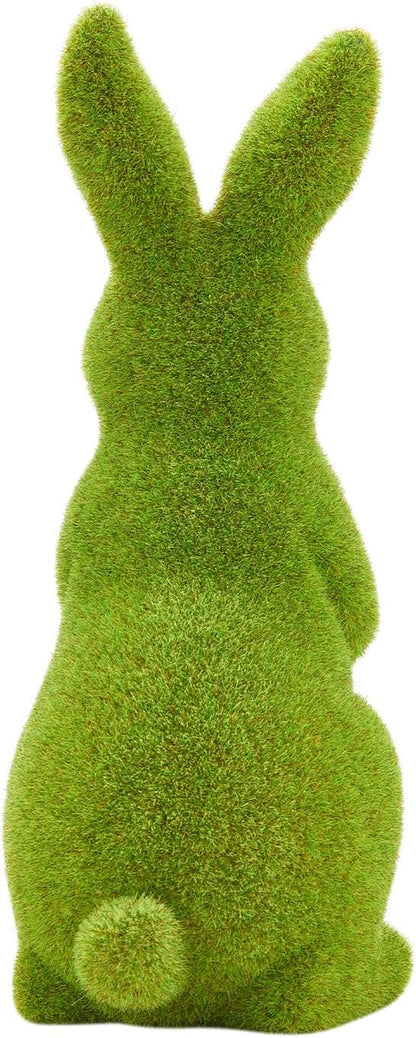 Easter Rabbit Decoration Horticulture Green Flocking Moss Sculpture Decoration Desktop Living Room Garden Easter Gift (Small 2PCS Standing+Sitting)