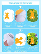 12Pcs Easter Yard Signs Outdoor Decorations Pastel Easter Bunny shaped Yard Signs with Stakes Cute Colorful Bunny Yard Decorations for Garden Lawn Home Party Supplies (12 Pcs Bunnies)