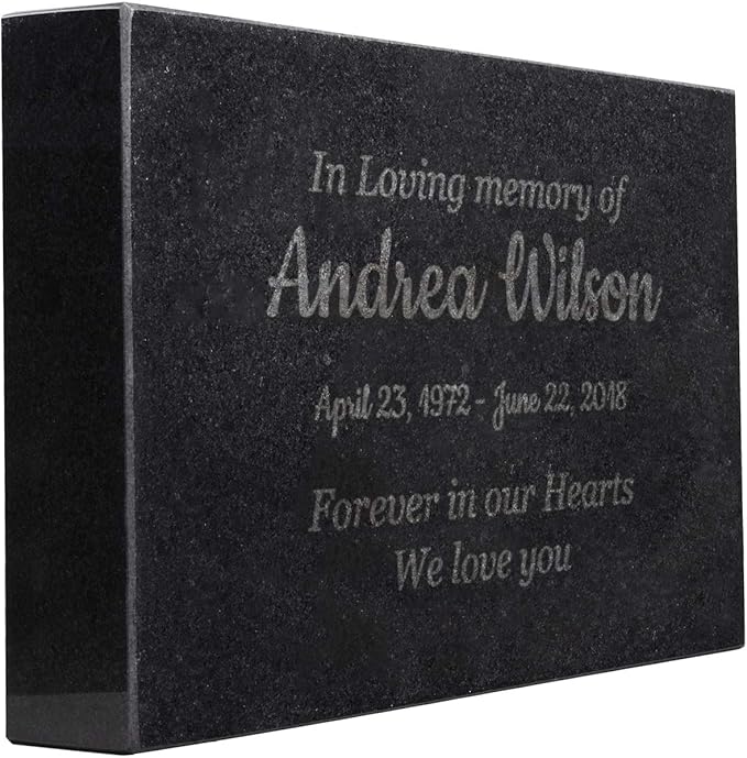 Customized In Loving Memory Black Granite Memorial or Sympathy Gift. Offered in a Variety of Sizes to Meet your Needs and Budget (12 x 8 x 2")
