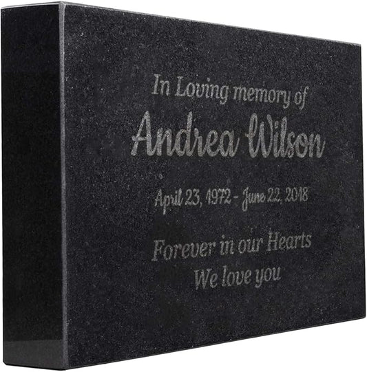Customized In Loving Memory Black Granite Memorial or Sympathy Gift. Offered in a Variety of Sizes to Meet your Needs and Budget (12 x 8 x 2")