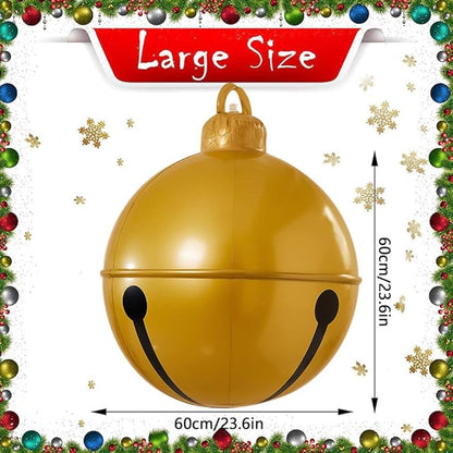 BALRAJ 2PCS Inflatable Christmas Ball 23.6IN Giant Jingle Bell Inflatable Ball Fun Christmas Inflatable Yard Decor Xmas Balloon Pendant Outdoor Ornament for Garden Yard Patio Christmas Holiday Decor