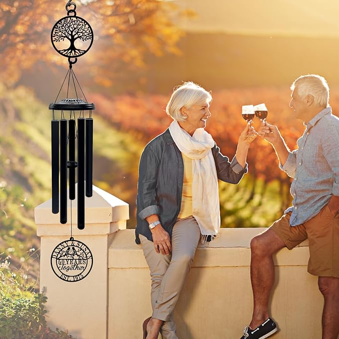 Custom Wedding Anniversary Wind Chime Personalized Gifts for 10th, 25th, 40th, 50th, 60th, 70th or Any Year Anniversary Keepsake Decoration for Parents & Couples
