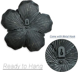 Metal Flower Wall Art Decor, 9" Rustic Modern Floral Sculpture, Distressed Iron Wall Hanging Home Decoration Accent Artworks for Indoor Kitchen Bedroom Living Office Outdoor Garden Patio (35C-Black)