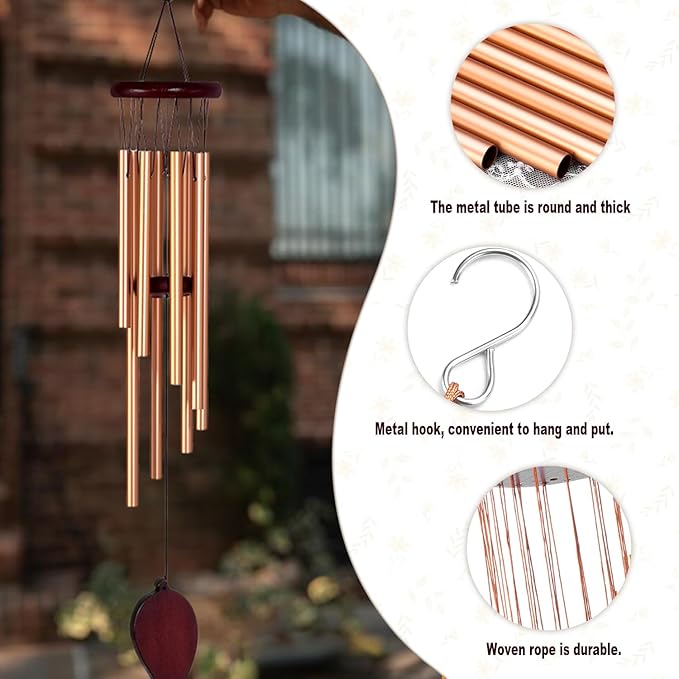 Wind Chimes for Outside Windchimes Outdoors Clearance Outdoor Wind Chimes Zen Garden House Decor Outdoors Garden Decor Sympathy Souvenir for Loss of Loved One (Rose Gold)