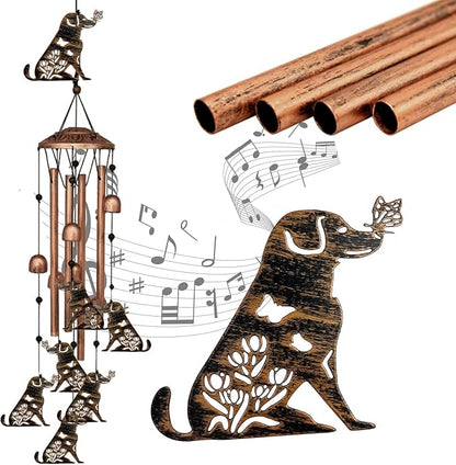Labrador Wind Chimes for Outside Labrador Retriever Birthday Decorations Memorial Metal Dog Wind Chimes Unique Home Decor Dog Gifts for Women