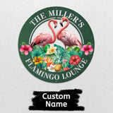 MeMate Flamingo Metal Sign, Outdoor Décor for Backyard, Patio, Pool, Kitchen, Lounge, Personalized Name Outdoor Sign, Pink Metal Sign Housewarming Gift for Family Friend