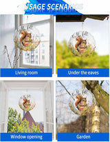 Stainless Steel Wind Spinner for Yard Garden Decoration, Watercolor Hand Drawn Floral Sunflower Squirrel Round Wind Sculpture Spinner 3D Crafts Hanging Ornaments for Indoor Outdoor, 8 Inch