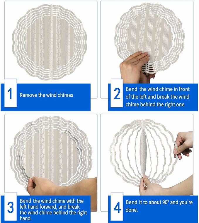 Vintage Boho Geometric Stripes Round Wind Spinner 8", 3D Stainless Steel Wind Spinners for Yard and Garden Retro Beige Indoor Outdoor Metal Hanging Craft Ornaments for Porch Lawn