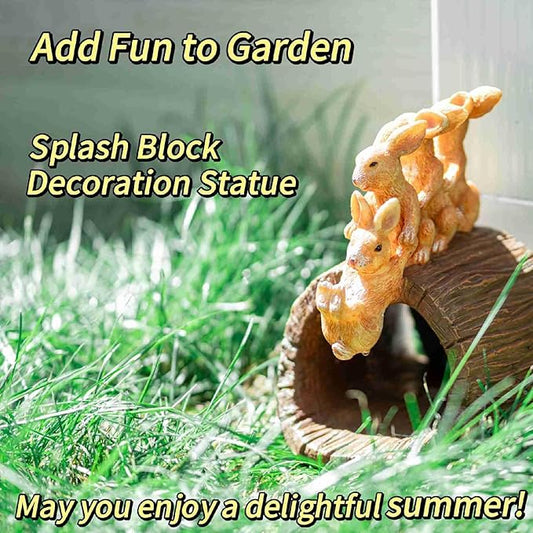Rain Gutter Downspout Extension, Rabbit Garden Statue Splash Block for 3''x4'' French Drain Pipe, Resin Diverter Extender Guards, Water Catcher Adapter Flexible Drainage, Yard Decoration for Summer.