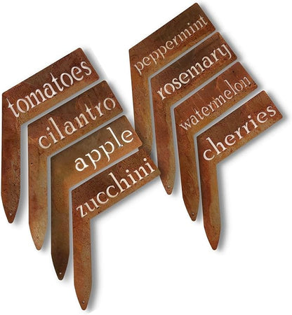 Planter Size Small Metal Garden Plant Vegetable Flower or Herb Markers 13.5 Inches Tall (avocados, Naturally Rusted)