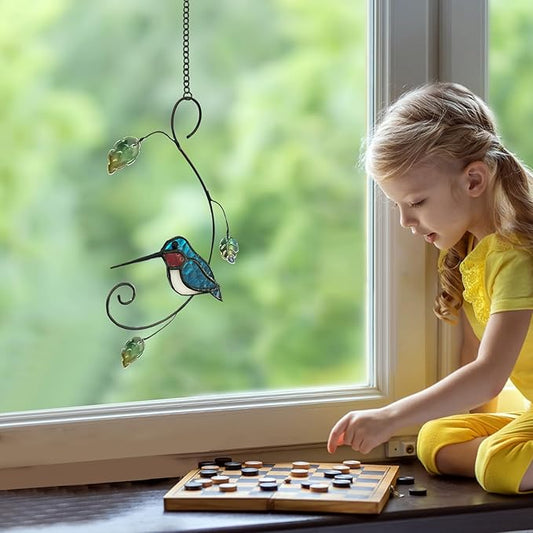 1PC Colorful Hummingbird Glass Window Decor Hanging Ornament, Home Wall Garden Decor, Hummingbird Light Catcher, Bird Lover Favorite Gardening Ornament