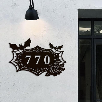 Personalized Gothic House Number metal Signs,Custom Address Number Metal Wall Art Decor,Black Plaques Outdoor wall Decorative Signage,Shed(8-30 Inches) (Spider B)