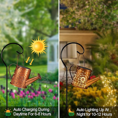 Solar Watering Can Light, Solar Powered Hanging Lantern Landscape Lights, Decorative Garden for Yard Waterproof Garden Decor, Gifts for Mom, Grandma（Sunflower + Bee）
