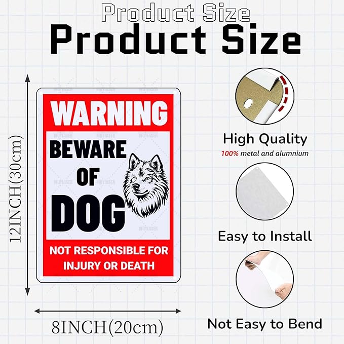 Beware of Dog Sign Samoyed Metal Sign Warning Beware of Dog Signs for Fence Outdoor Farm Garden Gate Home Yard Decor 12x16 Inch