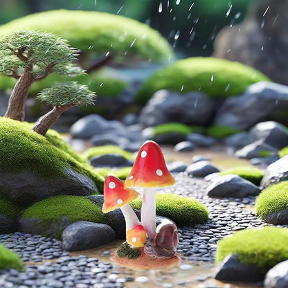 MUAMAX Miniature Mushrooms Snail Fairy Garden Mushroom Fairy Garden Accessories Small Mushroom Figurine Bonsai Craft Decro Micro Landscape Ornaments