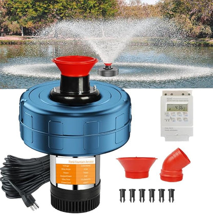 Pond Fountain Aerator, 1HP 110V 15000 GPH Stainless Steel Floating Pump w/100ft Cord – Aerator for Ponds, Lakes, Water Gardens
