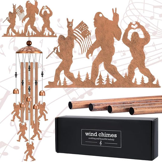 Bigfoot Wind Chimes Outdoor - Sasquatch Gifts for Women Mom Grandma Friend Metal Windchime Decor for Outside Garden Patio Backyard Porch Christmas New Year Decoration Indoor Art Hanging