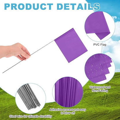 M METERXITY 10-Pack Blank Marking Flags, 15x5.1x4 Inch Waterproof Yard Flags Marking for Lawn/Garden/Irrigation/Landscape/Sprinkler/Survey/Dog Training/DIY [Purple]
