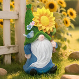 Solar Gnome Statue Outdoor Decor,Gnome Figurines with Glowing Sunflower LED Light Decoratons,for Garden Patio Yard Lawn Balcony,Housewarmng Christmas Fairytale Gifts for Women Mom Grandma