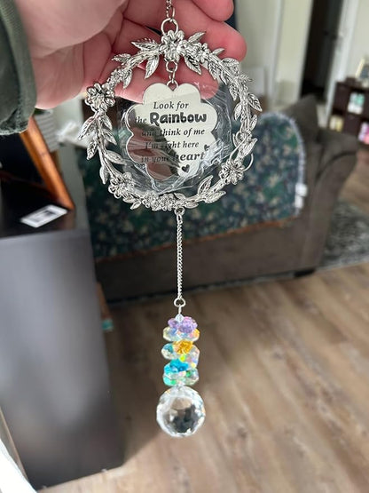 Memorial Gifts for Loss of Loved One, Unique Sun Catcher Sympathy Gift Idea Window Suncatcher, Hanging Ornament Crystal Rainbow Maker Bereavement Grief Gift Box for Loss of Mom Friend Son Family Pets