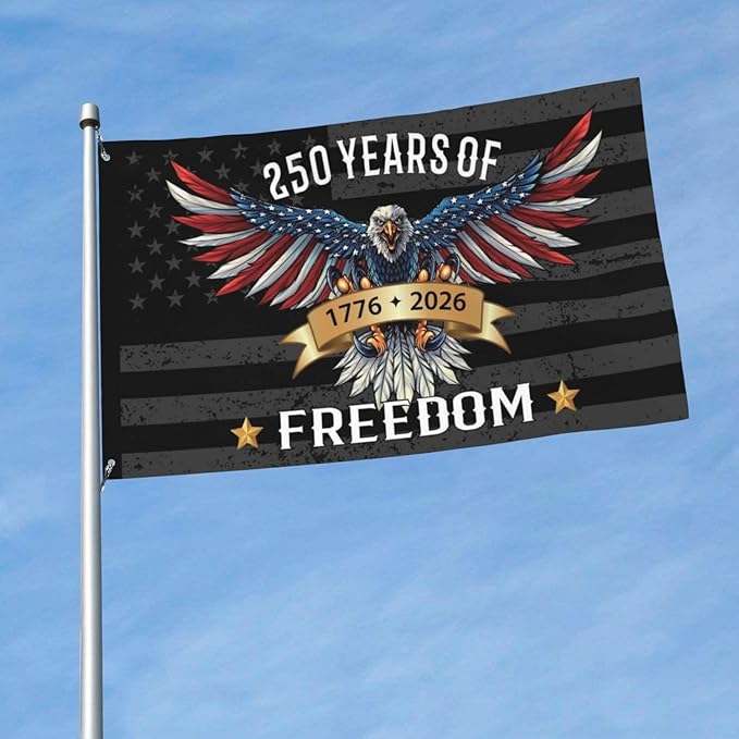250 Years America Flag – 3x5 FT US 250th Anniversary Flags 1776-2026 Merchandise Banner – 250 Anniversary USA Flag with Grommets – Outdoor Patriotic Yard Décor