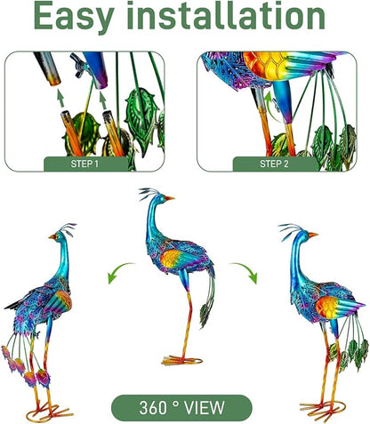 Metal Peacock Garden Decor Outdoor Statue, Peacock Yard Art Sculptures Outside Decoration for Home Patio Lawn Backyard, Gift for Women Moms Grandma