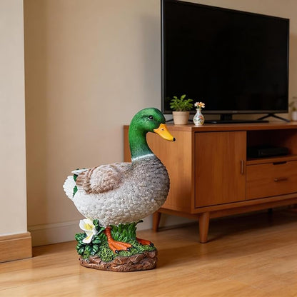 Porch Duck Statue Outdoor Decor,14.8''(H) Realistic Large Mallard Garden Statue for Yard Lawn,Resin Animal Sculptures Home Patio Art Decorations
